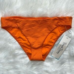 🆕 Beach Bunny Kate Full Bottom Size XS Orange with Gold Thread Design